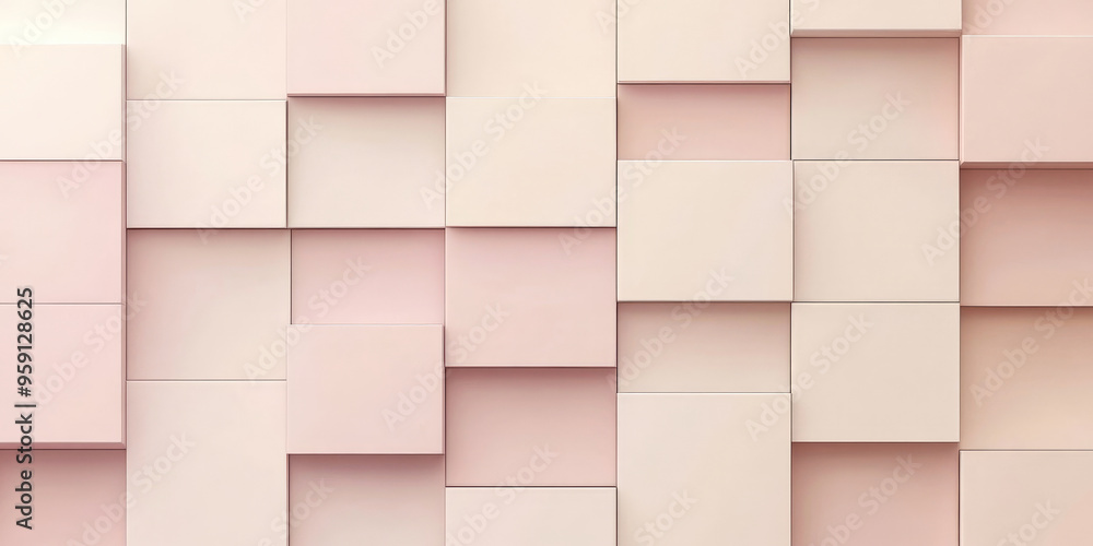 Poster an elegant background with light color blocks in varying shades of pale pink and cream. the design c