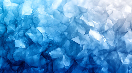 Blue crystal-like texture with reflective facets in an abstract design, showcasing shades and patterns of ice in a tranquil composition