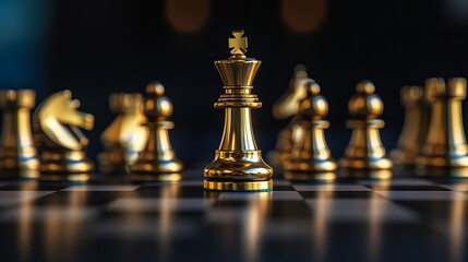 A business strategy brainstorming session represented by a chessboard game on a dark background. The image leaves ample free space for text, symbolizing strategic thinking and planning.