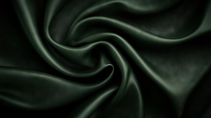   A photo of dark green cloth with a wavy texture in its center and a smaller wave pattern at the heart of it