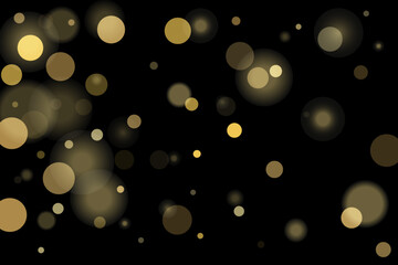 Golden glitter confetti in vintage style on a black background. Vintage retro. Surprise party decoration. Art design.