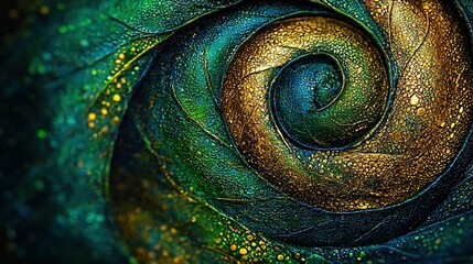 Obraz premium Green and yellow spiral art