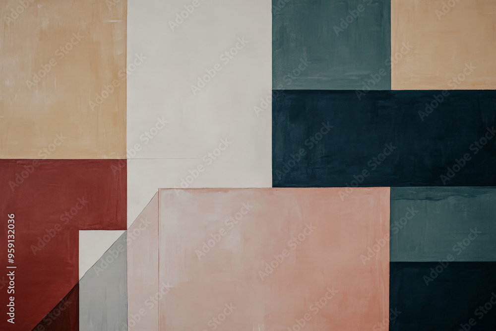Aufkleber a minimalist abstract art backdrop with large, solid blocks of color in soft, neutral tones. the sim