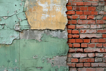 weathered wall texture, old grunge torn collage urban street posters creased crumpled paper background. ripped faded backdrop surface city wall