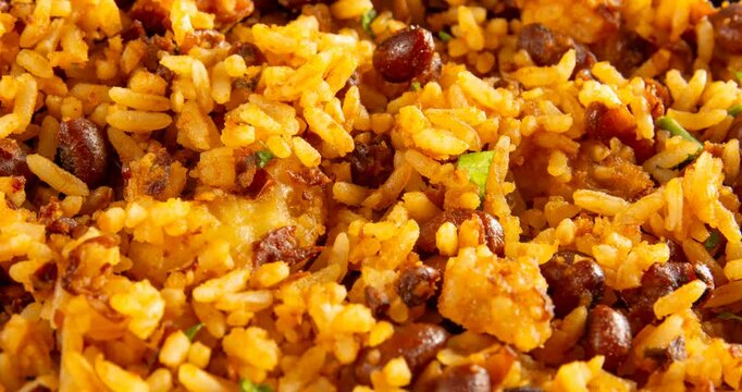 Baiao de dois a brazilian food with beans, rice, meat and rennet cheese, typical northeastern food
