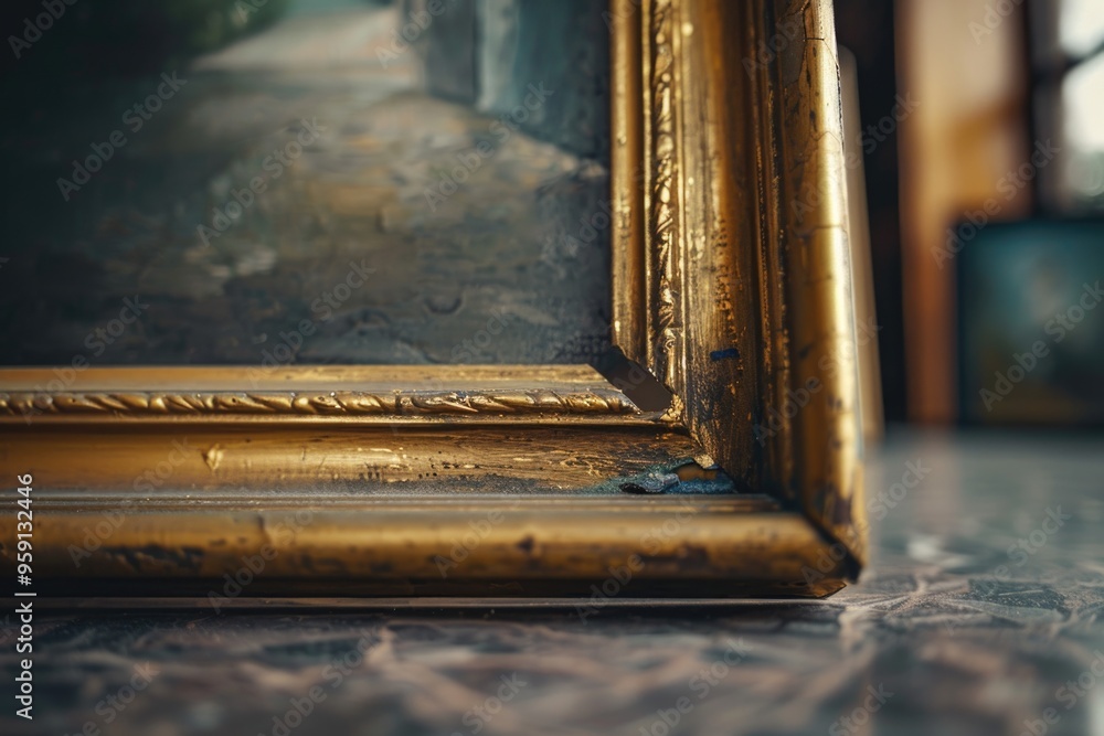 Poster a decorative gold frame sits atop a table, ready to hold a special memory