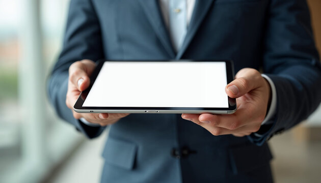 businessman holding digital tablet for mokup
