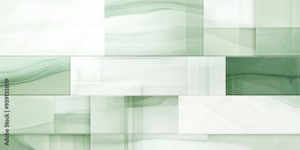 Poster a serene background with light color blocks in soft green and white. the design features a calming, 