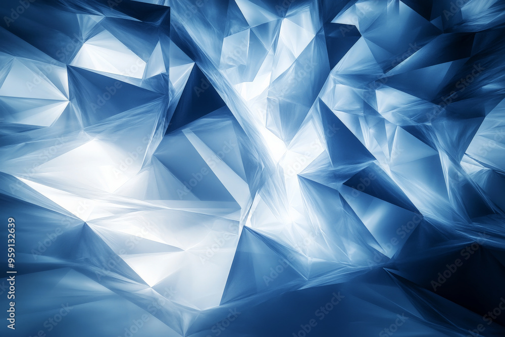 Poster a 3d abstract business background featuring geometric shapes in shades of blue and grey, arranged in