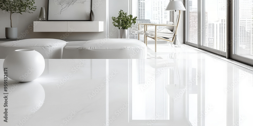 Poster a pristine white surface with a glossy finish and a subtle, fine-grain texture. the surface reflects