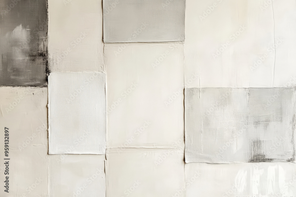 Poster a clean background with light color blocks in shades of cream and pale gray. the design features a s