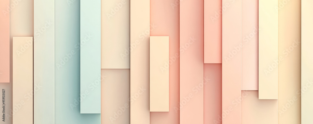 Poster a stylish background with light color blocks arranged in a vertical pattern. the design features a m