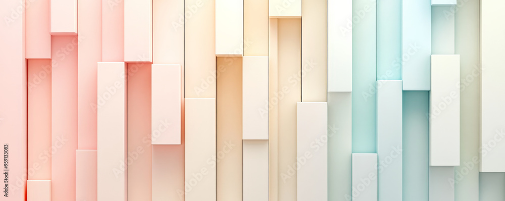 Poster a stylish background with light color blocks arranged in a vertical pattern. the design features a m