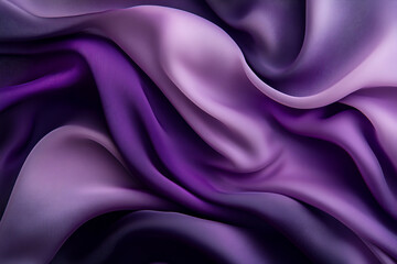 Obraz premium A sophisticated abstract background with flowing 3D silk fabric in gradient hues of deep purple to soft grey. The fabricâ€™s smooth waves add a touch of elegance.