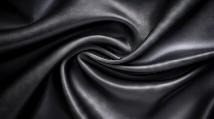 Obraz premium High-resolution close-up image of soft, black satin fabric with a smooth texture