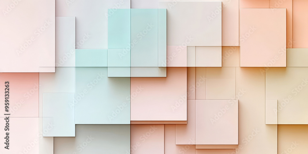 Poster an elegant background with light color blocks in varying pastel tones. the design features a refined