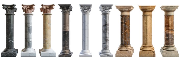 Pedestals set isolated on transparent background, set of