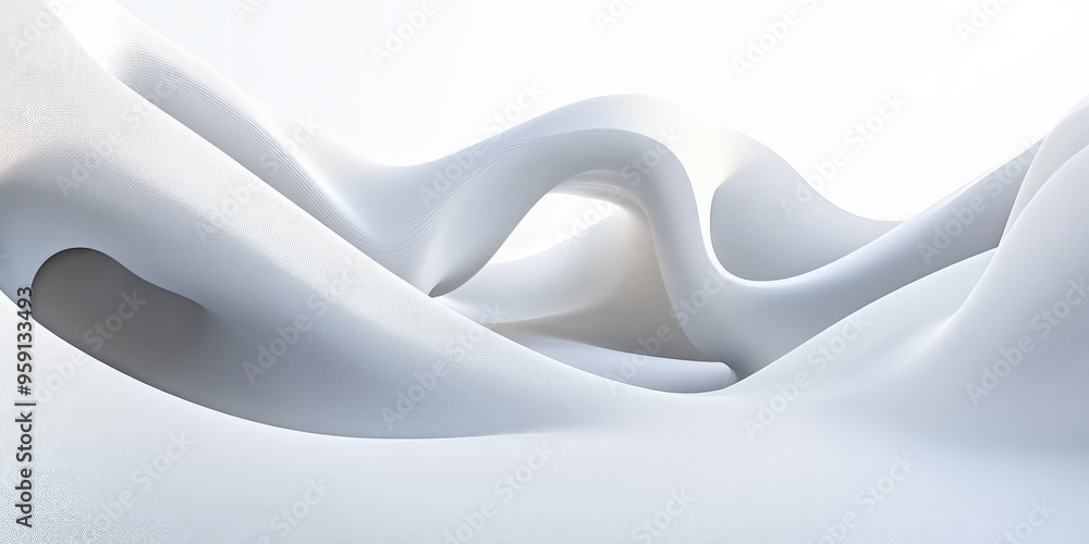 Poster a stylish 3d light white background with abstract shapes and ambient lighting. the design creates a 
