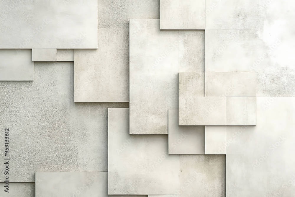 Poster a clean background with light color blocks in shades of cream and pale gray. the design features a s