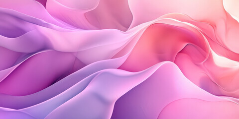 Obraz premium A graceful abstract background with flowing shapes in pastel hues of pink and lavender. The design features smooth, fluid lines and a serene, elegant atmosphere.