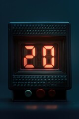 A digital clock displayed against a dark background