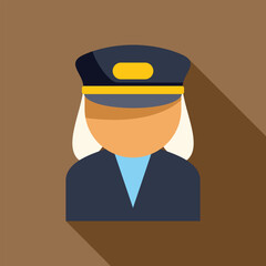 Obraz premium Flat vector icon of a bus driver wearing a uniform and a hat, transportation and driving concept