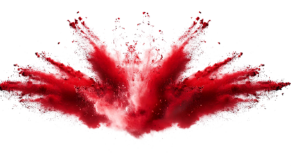 red paint powder festival explosion on transparent