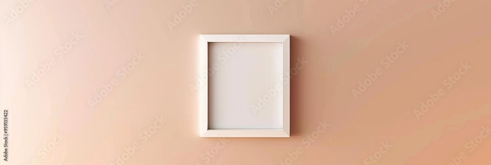 Poster minimalist floating white square frame mockup with blank space for artwork 3d render