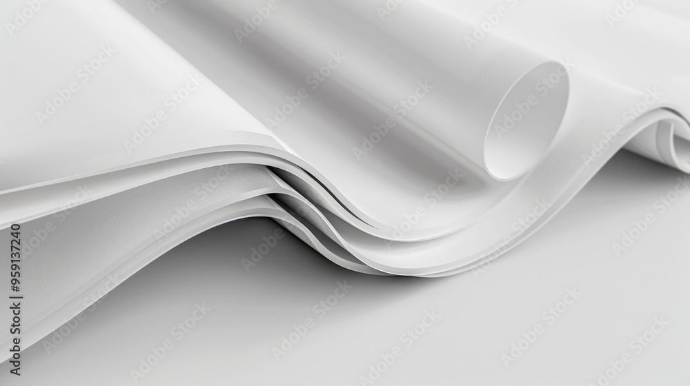 Poster A close-up view of a blank sheet of white paper, ideal for use as a background or texture