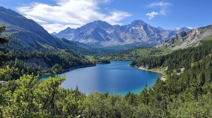 Obraz premium Breathtaking Alpine Landscape with Tranquil Lake
