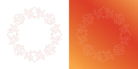 紅葉やイチョウ、木の実をモチーフにした秋の飾り枠。高級感のある囲みのデザイン