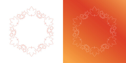 紅葉やイチョウ、木の実をモチーフにした秋の飾り枠。高級感のある囲みのデザイン