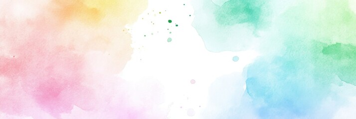 Watercolor background with pastel rainbow colors, soft and gentle watercolor style, with a white frame for text or design in the center of the canvas Generative AI