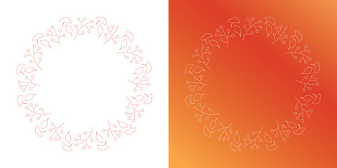 紅葉やイチョウ、木の実をモチーフにした秋の飾り枠。高級感のある囲みのデザイン