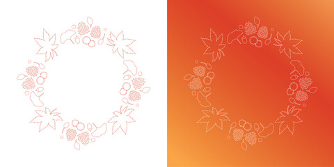 紅葉やイチョウ、木の実をモチーフにした秋の飾り枠。高級感のある囲みのデザイン