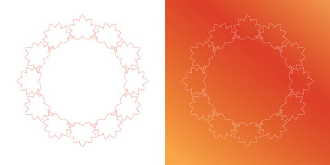 紅葉やイチョウ、木の実をモチーフにした秋の飾り枠。高級感のある囲みのデザイン