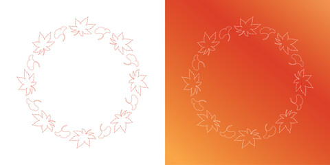 紅葉やイチョウ、木の実をモチーフにした秋の飾り枠。高級感のある囲みのデザイン