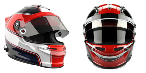 Race car halmet isolated on transparent background, set of