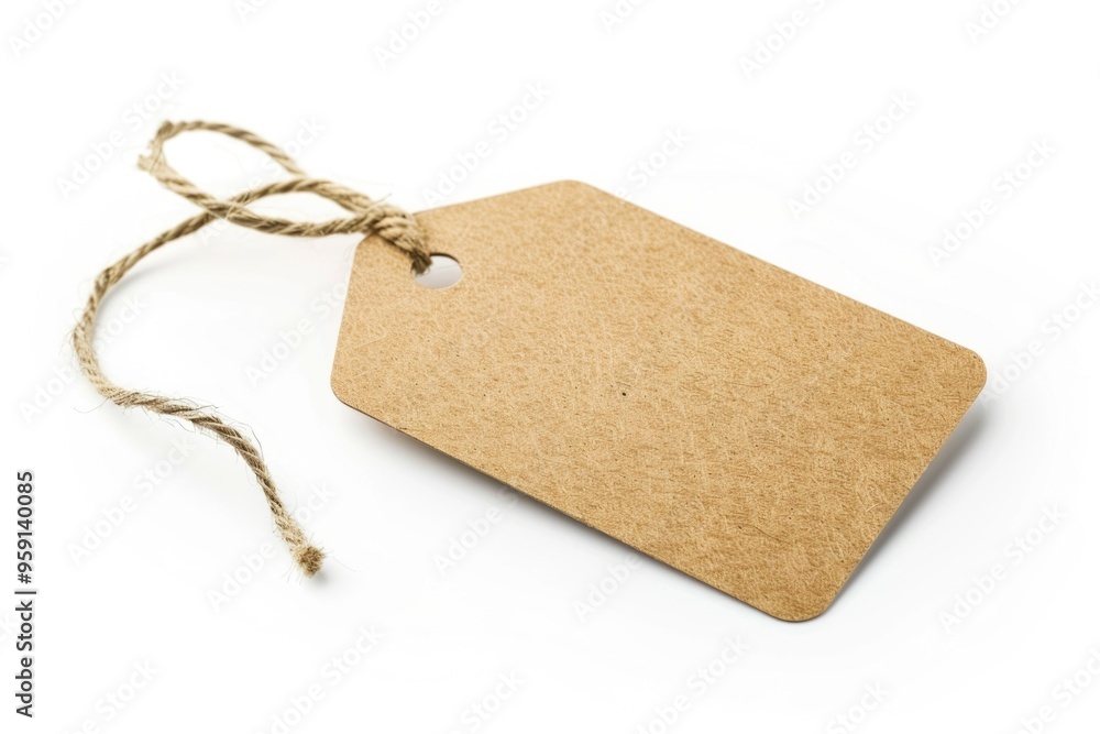 Aufkleber A simple label with a piece of twine on a clean white surface, great for adding text or as a decorative element