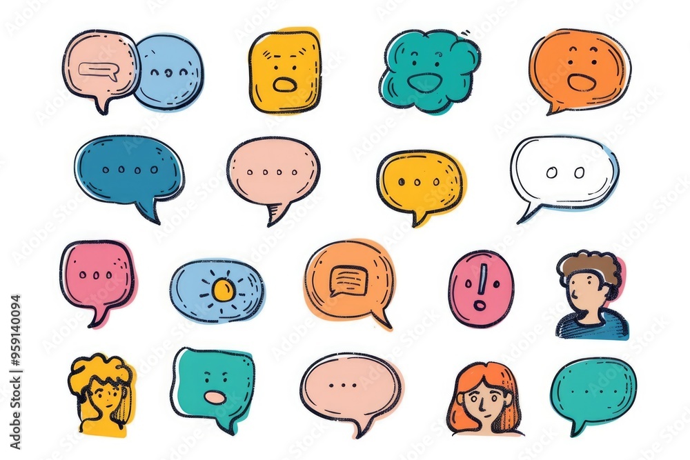 Aufkleber A collection of colorful speech bubbles in various shapes and sizes