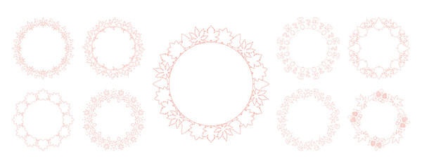 紅葉やイチョウ、木の実をモチーフにした秋の飾り枠。高級感のある囲みのデザイン