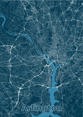 Arlington, Virginia, USA artistic blueprint poster map