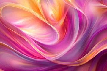 Obraz premium A striking bright abstract background with swirling, colorful gradients in hues of pink, purple, and gold. The design features smooth transitions and a lively, modern aesthetic.