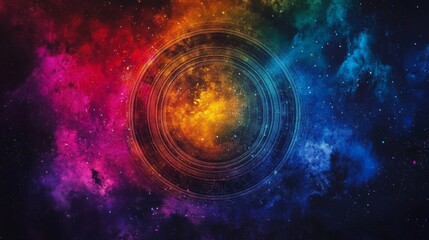 Obraz premium Colorful Galactic Nebula with Cosmic Rings
