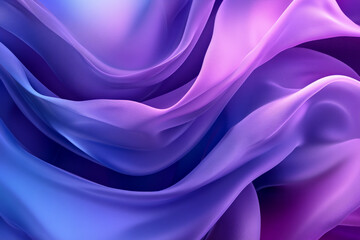 Obraz premium An abstract 3D background with swirling ribbons in gradient shades of purple and blue. The ribbons twist and turn with a smooth, flowing appearance.