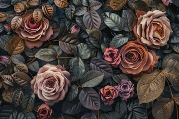 A bouquet of fresh flowers and leaves captured in a close-up shot