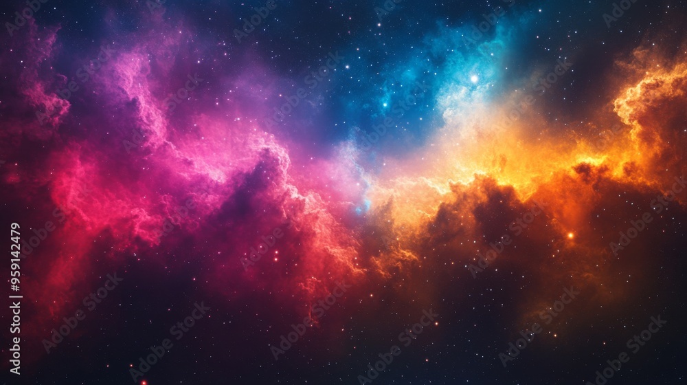 Sticker colorful nebula space background