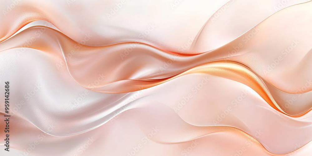 Poster a chic abstract background with flowing shapes in soft peach and platinum. the design has a modern, 