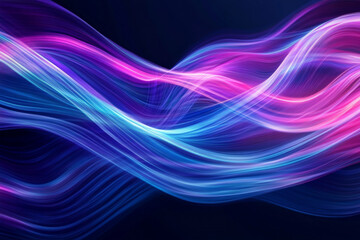 Fototapeta premium A dynamic background with glowing energy lines flowing in vibrant shades of blue and purple. The lines create a sense of movement and depth, with a futuristic, high-tech feel.