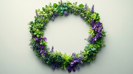 Floral Wreath on Light Background